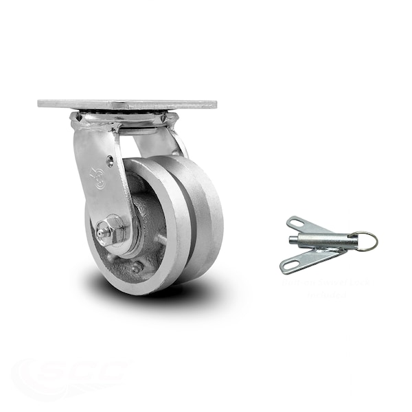 4 Inch V Groove Semi Steel Swivel Caster with Ball Bearing and Swivel Lock SCC